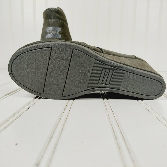 Toms Desert Grey Suede Leather Wedge Booties B135 - Picture 10 of 11